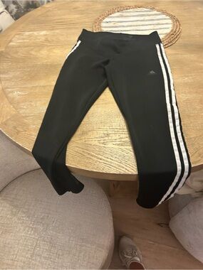 adidas Black Joggers with White Side Stripes -